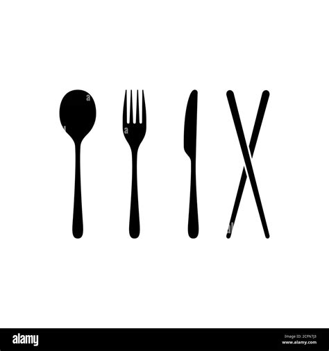 Spoon, fork, knife and chopsticks icon. Chairs accessories. Restaurant ...