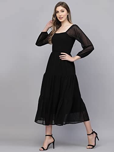 Buy AAYU FIT & Flare Dobby Smoking Yoke Dress Black (38 Size) at Amazon.in