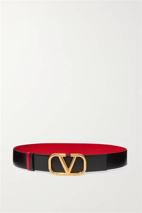 Black Valentino Garavani VLOGO reversible leather belt | Valentino ...