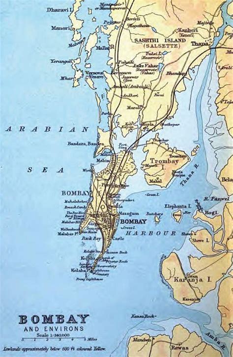 Old Mumbai map - Old map of Mumbai (Maharashtra - India)