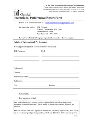 BMI Classical International Performance Report Form - Fill and Sign ...