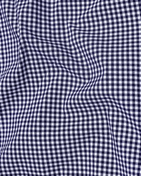 Buy Navy Gingham Check Button Down Cotton Shirt