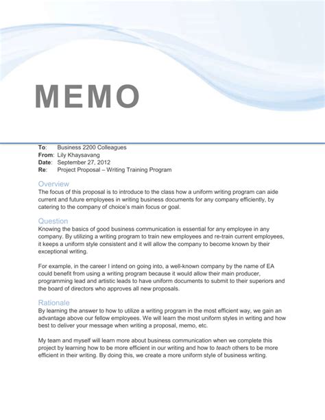 Image result for Proposal Memo Examples
