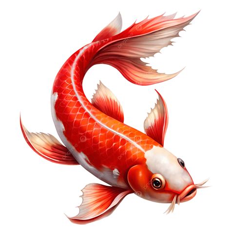 Red And White Koi Fish Clipart Illustration Isolated On Black ...