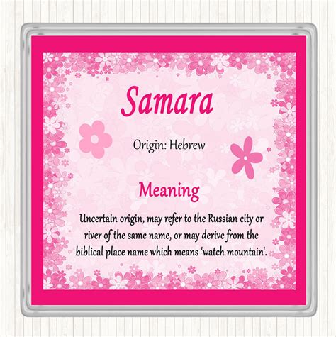 Samara Name Meaning Pink Certificate - The Card Zoo