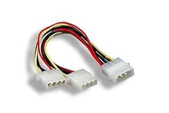 Kentek 8 Inch 8" 4 Pin Molex 5.25 Male to 2 X 4 Pin Molex 5.25 Female Y ...