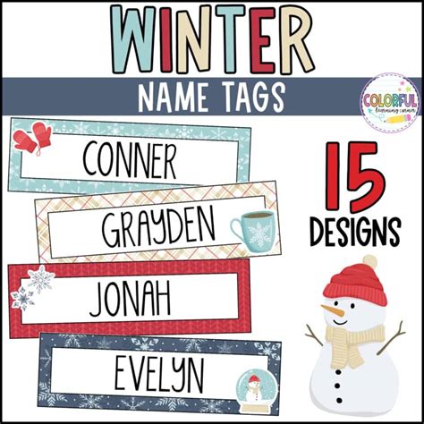 Winter Print Name Tags | Winter Print Locker Tags | Winter Snowflake ...