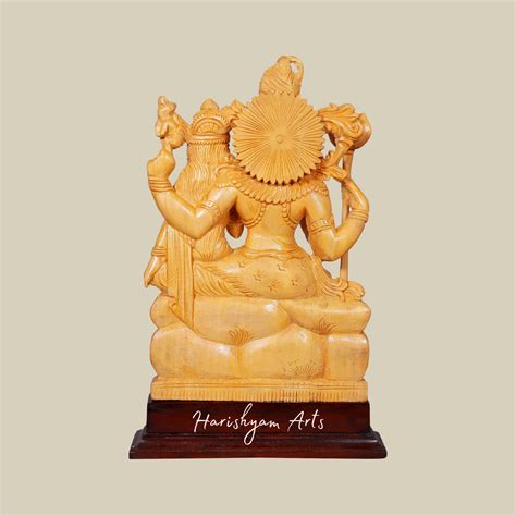16" Wooden Shiva Parvati Seated on ThronE Wooden Statue for Pooja or D