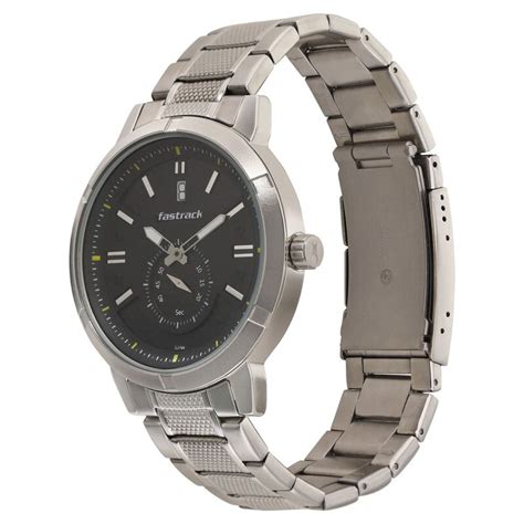 Fastrack Go Skate Quartz Analog with Day and Date Black Dial Stainless ...
