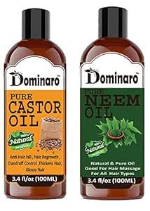 Buy Dominaro 100 % Pure & Natural Castor oil & Neem oil Combo Pack of 2 ...