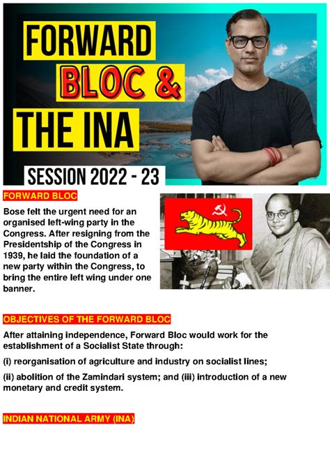The Forward Bloc and Indian National Army (INA) Overview - Studocu