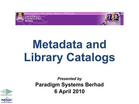 Image result for Library Metadata Example