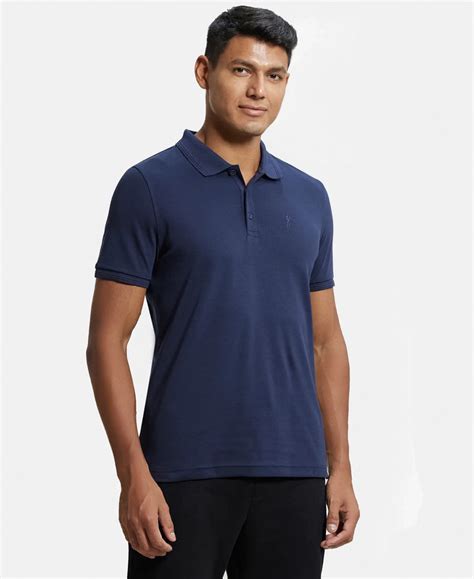 Buy Super Combed Cotton Rich Solid Half Sleeve Polo T-Shirt - Navy 3912 ...