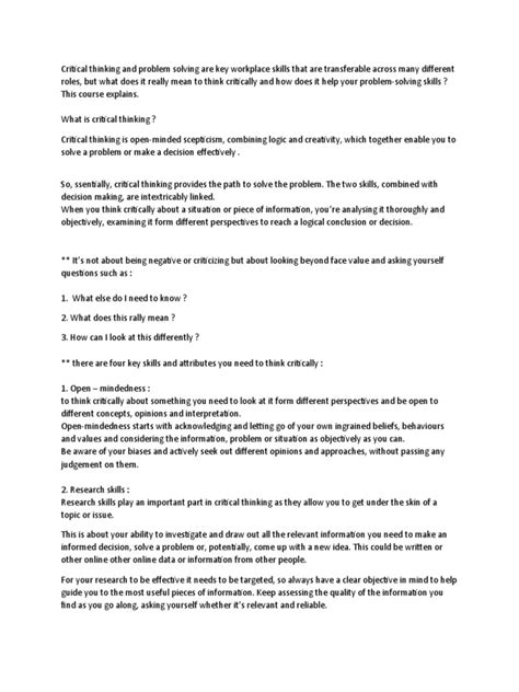 Image result for Critical Thinking Problem Solving Process