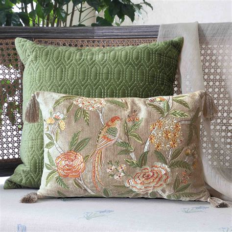 Buy Serenade Embroidered Cushion Cover - Beige Slim at Kainaat Design