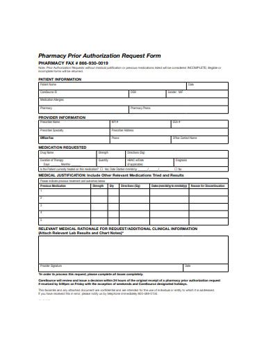 Image result for Prior Authorization Example