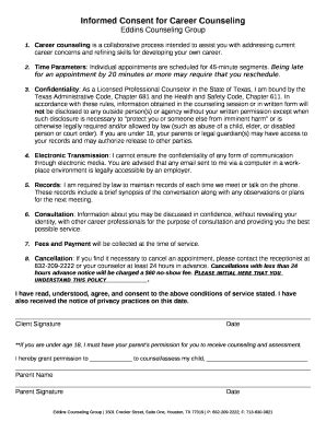 Informed Consent For Career Counseling - Fill and Sign Printable ...