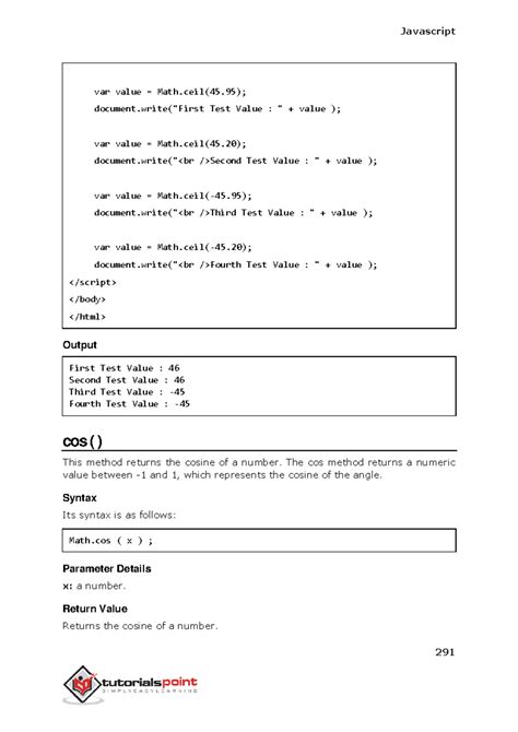 java script part-6 - var value = Math(45); document("First Test Value ...