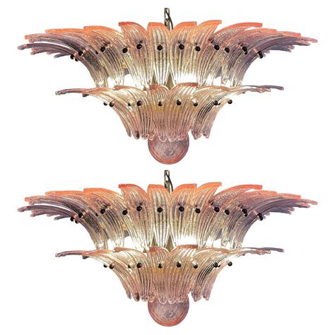 Italian Pink Leaves Palmette Chandelier, Murano For Sale at 1stDibs