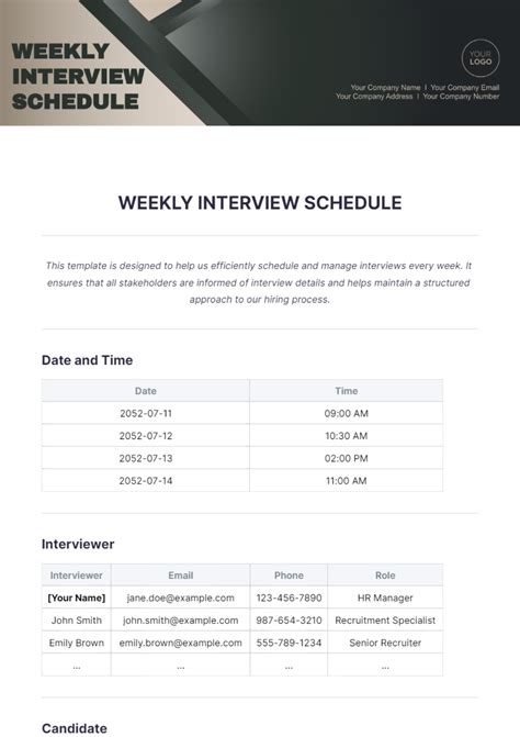 Interview Schedule Template 的图像结果