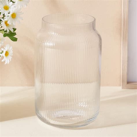 Buy Eadric Glass Ribbed Vase from Home Centre at just INR 299.0