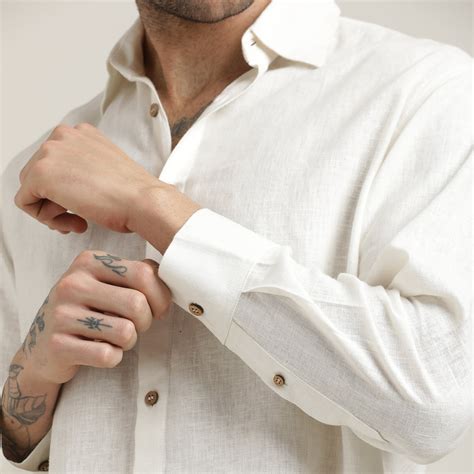Saltpetre Men's Off White Organic Relaxed Fit Semi Spread Collar Shirt