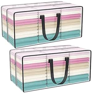 Clear Storage Bags with Zipper, 2 Pack Large Moving Bags Heavy Duty ...