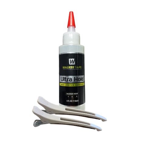 Buy Ultra Hold Hair Wig Glue Adhesive 4oz Nozzle Top w/ 2pcs White Hair ...