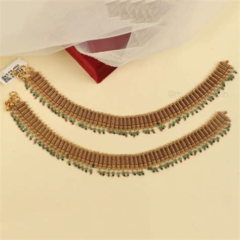 Buy Gold Look Green Ruby Anklet Payal For Brides