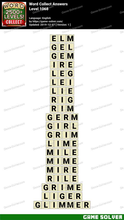 Word Collect Level 1068 Answers • Game Solver