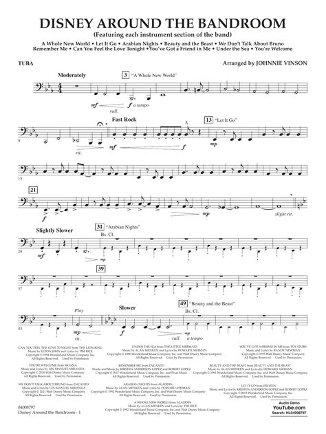 Disney Around the Bandroom - Tuba by Johnnie Vinson Sheet Music for Concert Band at Sheet Music ...