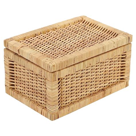 AKWAY Wicker Storage Basket With Lid for Bathroom Utilities (11" L x 9 ...