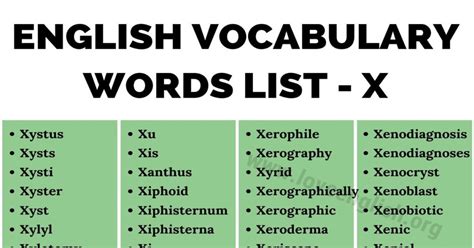 115 Words That Start With X | Words Starting With X In English - Love ...