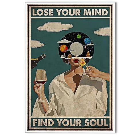 Vintage Lose Your Mind Find Your Soul Poster Mental Health Quote Canvas ...