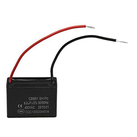 BIG BOOM® CBB61 SH 6uF 450VAC Motor Running Fan Capacitor Black w 2 ...