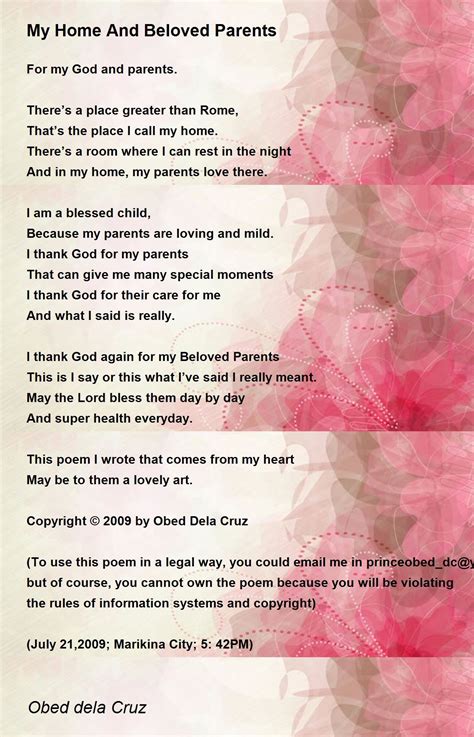 Printable Poems About My Parents