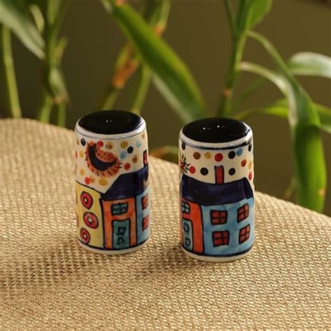 Buy ExclusiveLane 'Hut Handpainted' Ceramic Salt Pepper Set for Dining ...