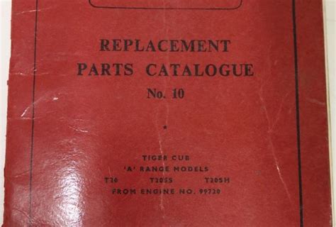 Triumph Tiger Cub Replacement Parts Catalogue No. 10 | BRITISH Only ...