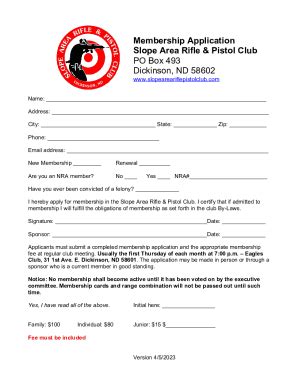 Fillable Online Membership Application Slope Area Rifle & Pistol Club ...