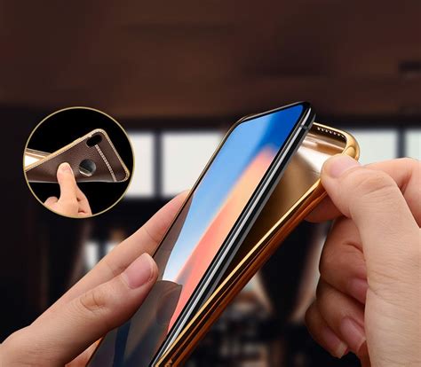 Vaku ® Apple iPhone X / XS Leather Stitched Gold Electroplated Soft TPU ...