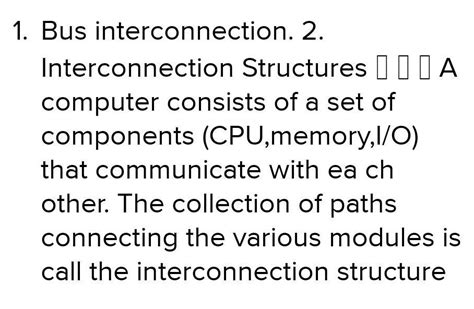 Explain bus interconnection structure in computer organization - Brainly.in