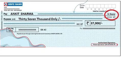 Image result for Bearer Cheque Example