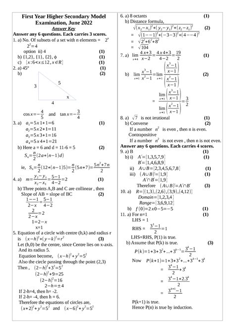 +1 Model Exam 2022- Maths (Science) Answer Key by Ann Saby Jacob ...
