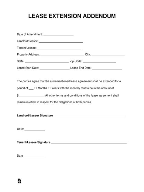 Lease Extension Addendum Form - Fill Online, Printable, Fillable, Blank ...