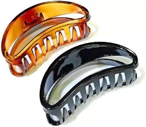 Muskan Plastic D Shape Big Hair Clutcher Clip for Women PACK OF 2 Hair ...
