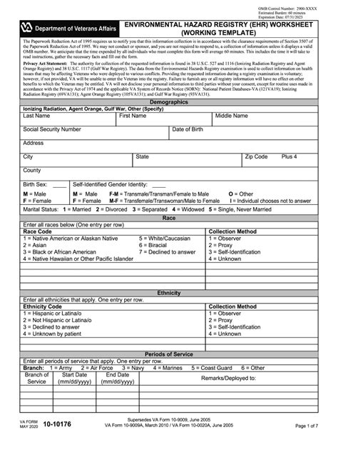 Environmental Hazard Registry Worksheet - Blank Fillable Template ...