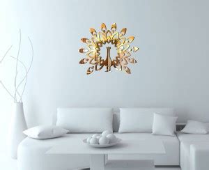 Sticker Hub 36 cm Acrylic peacock 3D mirror wall (Golden) Self Adhesive ...