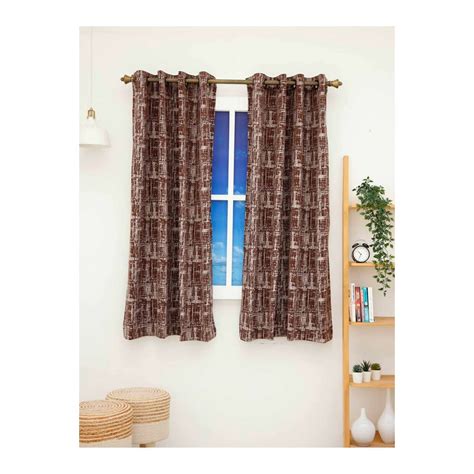Buy ARiANA Firebell Self - Textured Curtain (60 x 56 Inches) - Brown ...