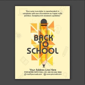 Back to school brochure with pencil and triangles | Premium Vector