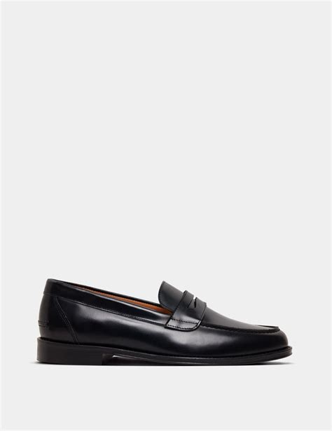 Men's Black Leather Penny Loafer | Hawes & Curtis